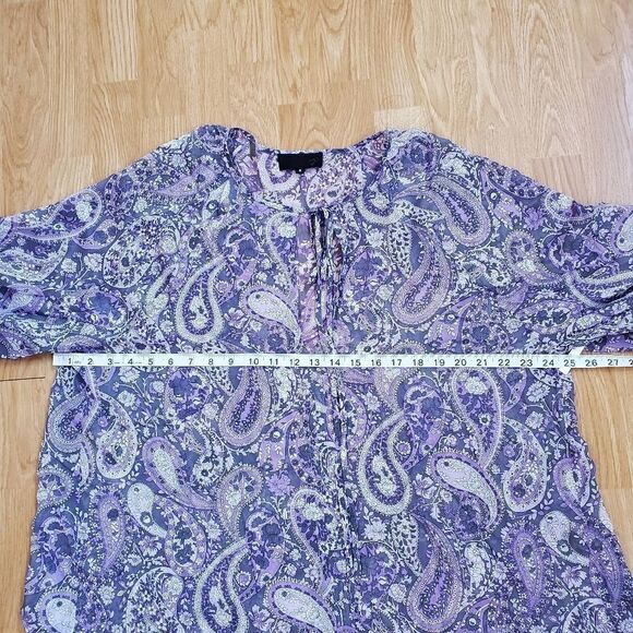 Nili Lotan Acadia Paisley Silk Blouse size Medium in Purple-  NEW - Picture 8 of 11